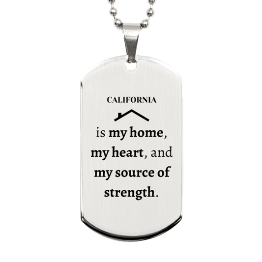 California is my home Gifts, Lovely California Birthday Christmas Silver Dog Tag For People from California, Men, Women, Friends - Mallard Moon Gift Shop
