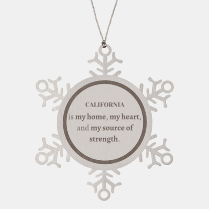 California is my home Gifts, Lovely California Birthday Christmas Snowflake Ornament For People from California, Men, Women, Friends - Mallard Moon Gift Shop