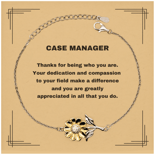 Case Manager Sunflower Bracelet - Thanks for being who you are - Birthday Christmas Jewelry Gifts Coworkers Colleague Boss - Mallard Moon Gift Shop