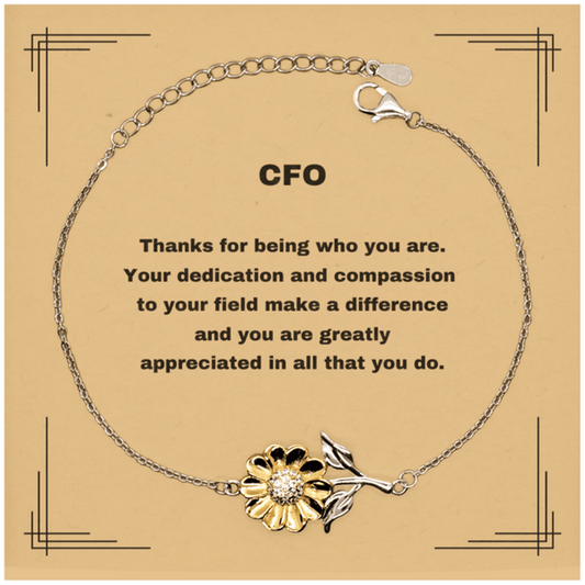 CFO Sunflower Bracelet - Thanks for being who you are - Birthday Christmas Jewelry Gifts Coworkers Colleague Boss - Mallard Moon Gift Shop