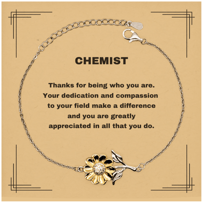 Chemist Sunflower Bracelet - Thanks for being who you are - Birthday Christmas Jewelry Gifts Coworkers Colleague Boss - Mallard Moon Gift Shop