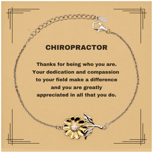 Chiropractor Sunflower Bracelet - Thanks for being who you are - Birthday Christmas Jewelry Gifts Coworkers Colleague Boss - Mallard Moon Gift Shop