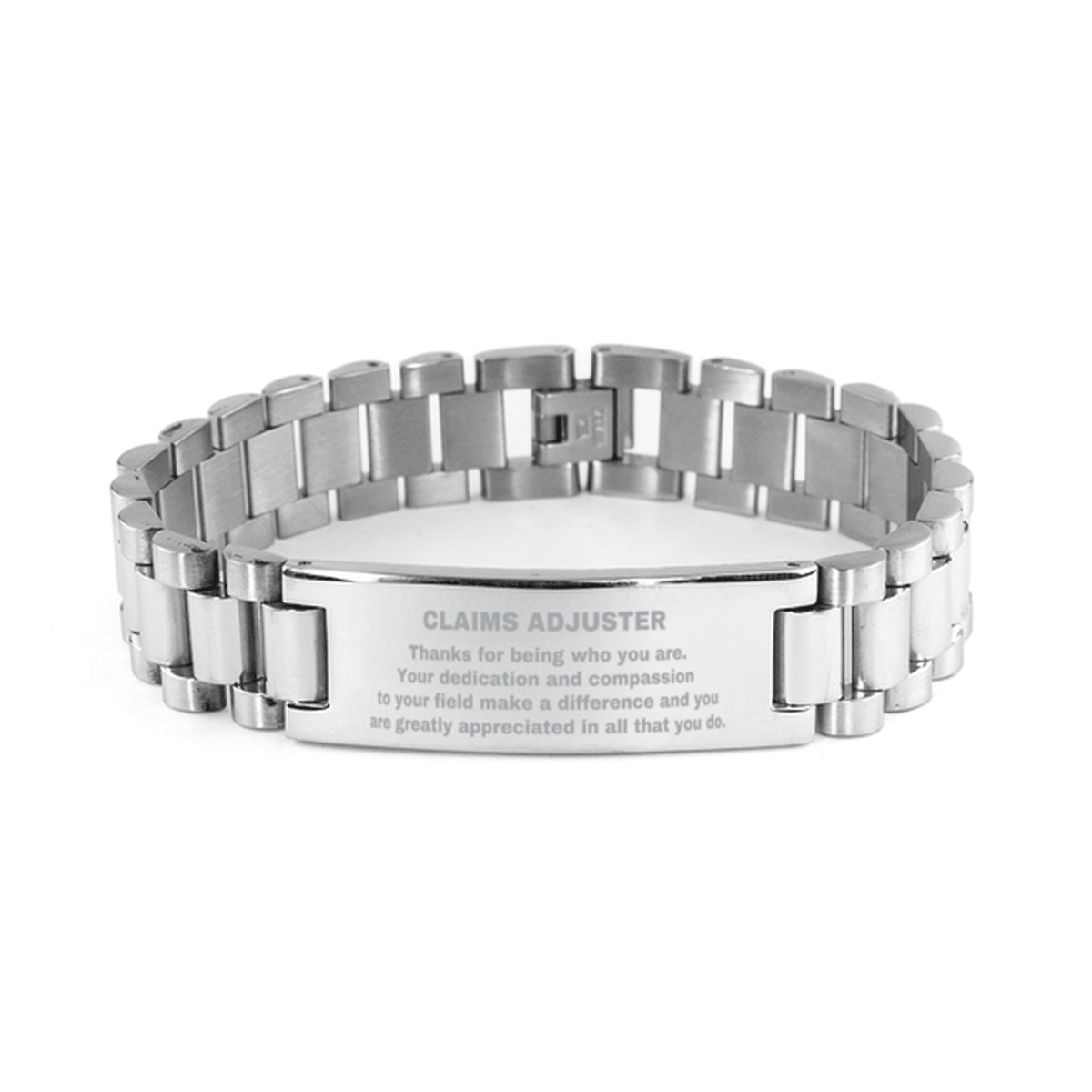 Claims Adjuster Ladder Stainless Steel Engraved Bracelet - Thanks for being who you are - Birthday Christmas Jewelry Gifts Coworkers Colleague Boss - Mallard Moon Gift Shop