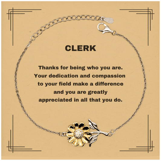 Clerk Sunflower Bracelet - Thanks for being who you are - Birthday Christmas Jewelry Gifts Coworkers Colleague Boss - Mallard Moon Gift Shop