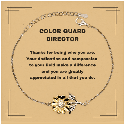 Color Guard DirectorSunflower Bracelet - Thanks for being who you are - Birthday Christmas Jewelry Gifts Coworkers Colleague Boss - Mallard Moon Gift Shop