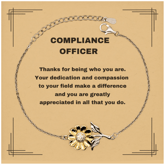 Compliance Officer Sunflower Bracelet - Thanks for being who you are - Birthday Christmas Jewelry Gifts Coworkers Colleague Boss - Mallard Moon Gift Shop