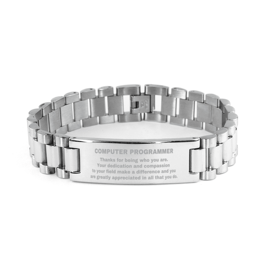 Computer Programmer Ladder Stainless Steel Engraved Bracelet - Thanks for being who you are - Birthday Christmas Jewelry Gifts Coworkers Colleague Boss - Mallard Moon Gift Shop