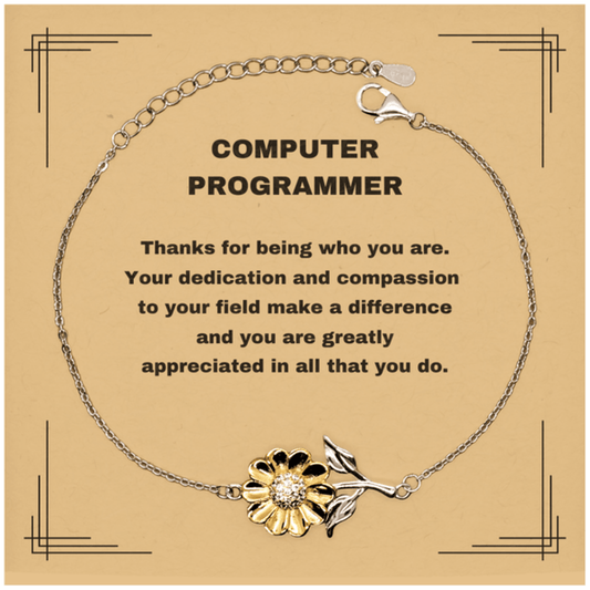 Computer Programmer Sunflower Bracelet - Thanks for being who you are - Birthday Christmas Jewelry Gifts Coworkers Colleague Boss - Mallard Moon Gift Shop