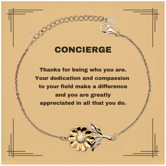 Concierge Sunflower Bracelet - Thanks for being who you are - Birthday Christmas Jewelry Gifts Coworkers Colleague Boss - Mallard Moon Gift Shop
