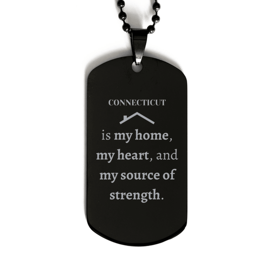 Connecticut is my home Gifts, Lovely Connecticut Birthday Christmas Black Dog Tag For People from Connecticut, Men, Women, Friends - Mallard Moon Gift Shop