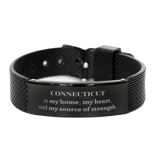 Connecticut is my home Gifts, Lovely Connecticut Birthday Christmas Black Shark Mesh Bracelet For People from Connecticut, Men, Women, Friends - Mallard Moon Gift Shop