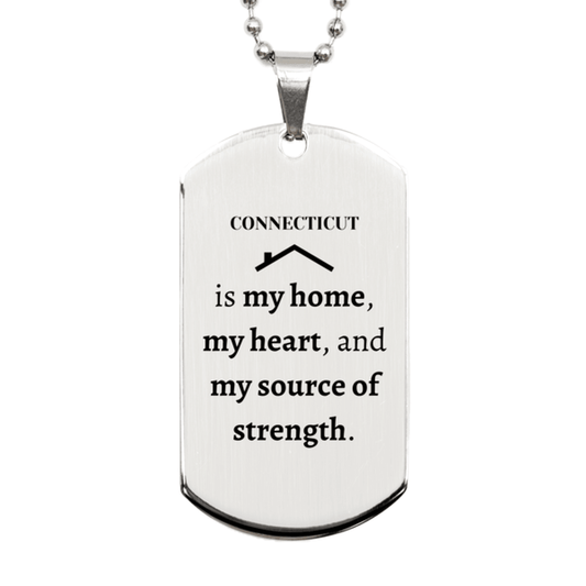 Connecticut is my home Gifts, Lovely Connecticut Birthday Christmas Silver Dog Tag For People from Connecticut, Men, Women, Friends - Mallard Moon Gift Shop
