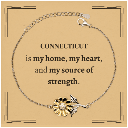 Connecticut is my home Gifts, Lovely Connecticut Birthday Christmas Sunflower Bracelet For People from Connecticut, Men, Women, Friends - Mallard Moon Gift Shop