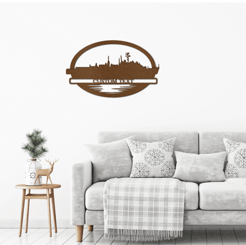 Navy Battleship USS Plymouth Rock Silhouette Custom Metal Art Wall Sign - Mallard Moon Gift Shop