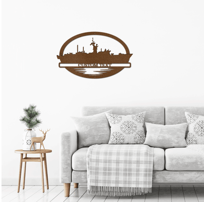 Navy Battleship USS Thomas C. Hart Silhouette Custom Metal Art Wall Sign - Mallard Moon Gift Shop