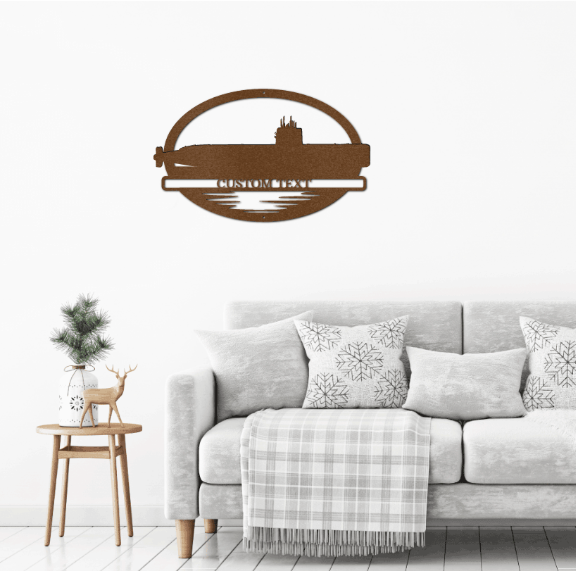 Navy Battleship USS Sargo Submarine Silhouette Custom Metal Art Wall Sign - Mallard Moon Gift Shop