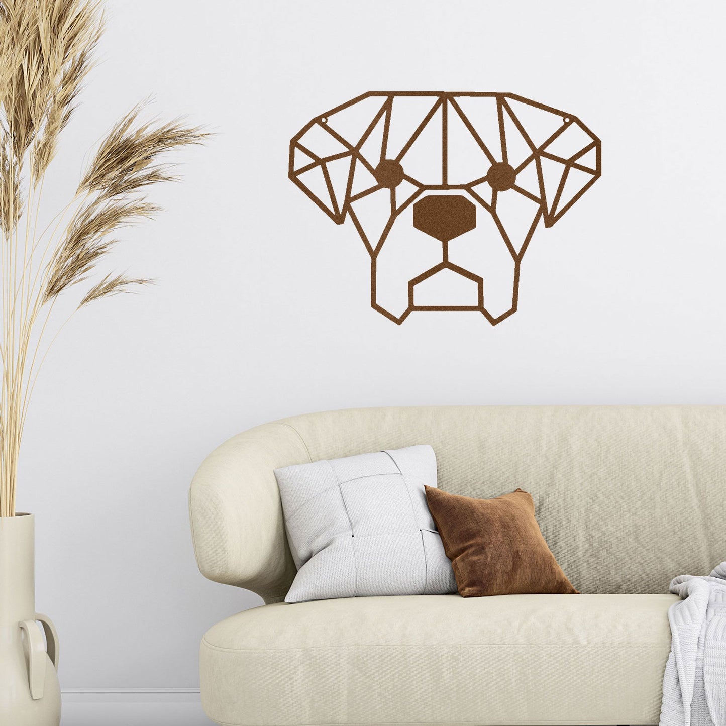 Dog Geometric Face Metal Art Wall Sign