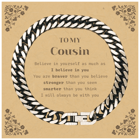 Cousin Cuban Link Chain Bracelet Gifts, To My Cousin You are braver than you believe, stronger than you seem, Inspirational Gifts For Cousin Card, Birthday, Christmas Gifts For Cousin Men Women - Mallard Moon Gift Shop