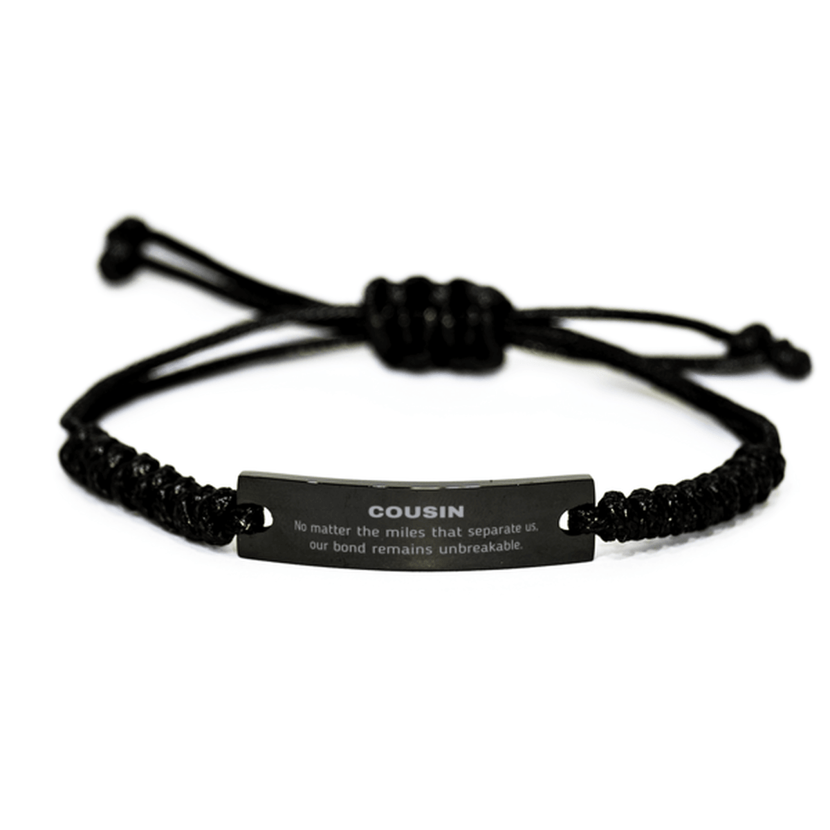 Cousin Long Distance Relationship Gifts, No matter the miles that separate us, Cute Love Black Rope Bracelet For Cousin, Birthday Christmas Unique Gifts For Cousin - Mallard Moon Gift Shop