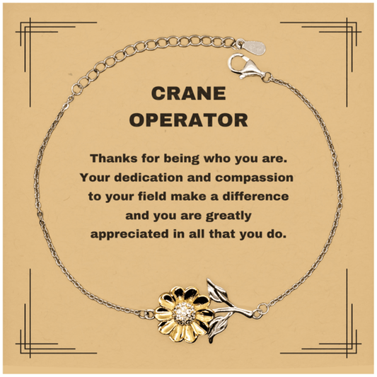 Crane Operator Sunflower Bracelet - Thanks for being who you are - Birthday Christmas Jewelry Gifts Coworkers Colleague Boss - Mallard Moon Gift Shop