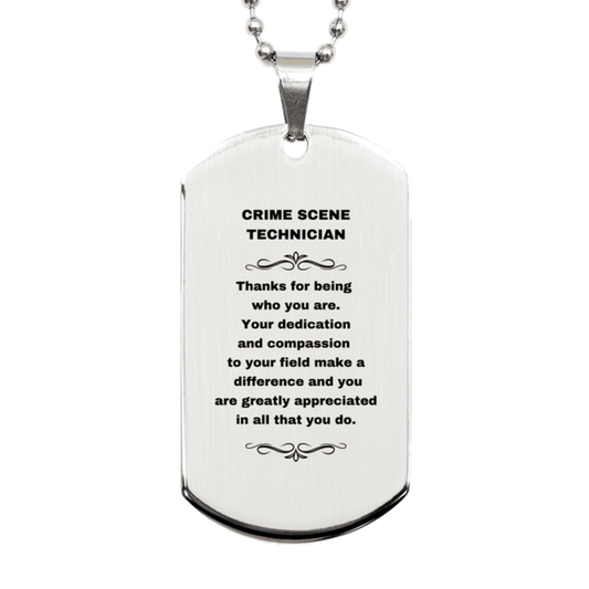 Crime Scene Technician Silver Dog Tag Necklace Engraved Bracelet - Thanks for being who you are - Birthday Christmas Jewelry Gifts Coworkers Colleague Boss - Mallard Moon Gift Shop