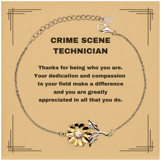 Crime Scene Technician Sunflower Bracelet - Thanks for being who you are - Birthday Christmas Jewelry Gifts Coworkers Colleague Boss - Mallard Moon Gift Shop
