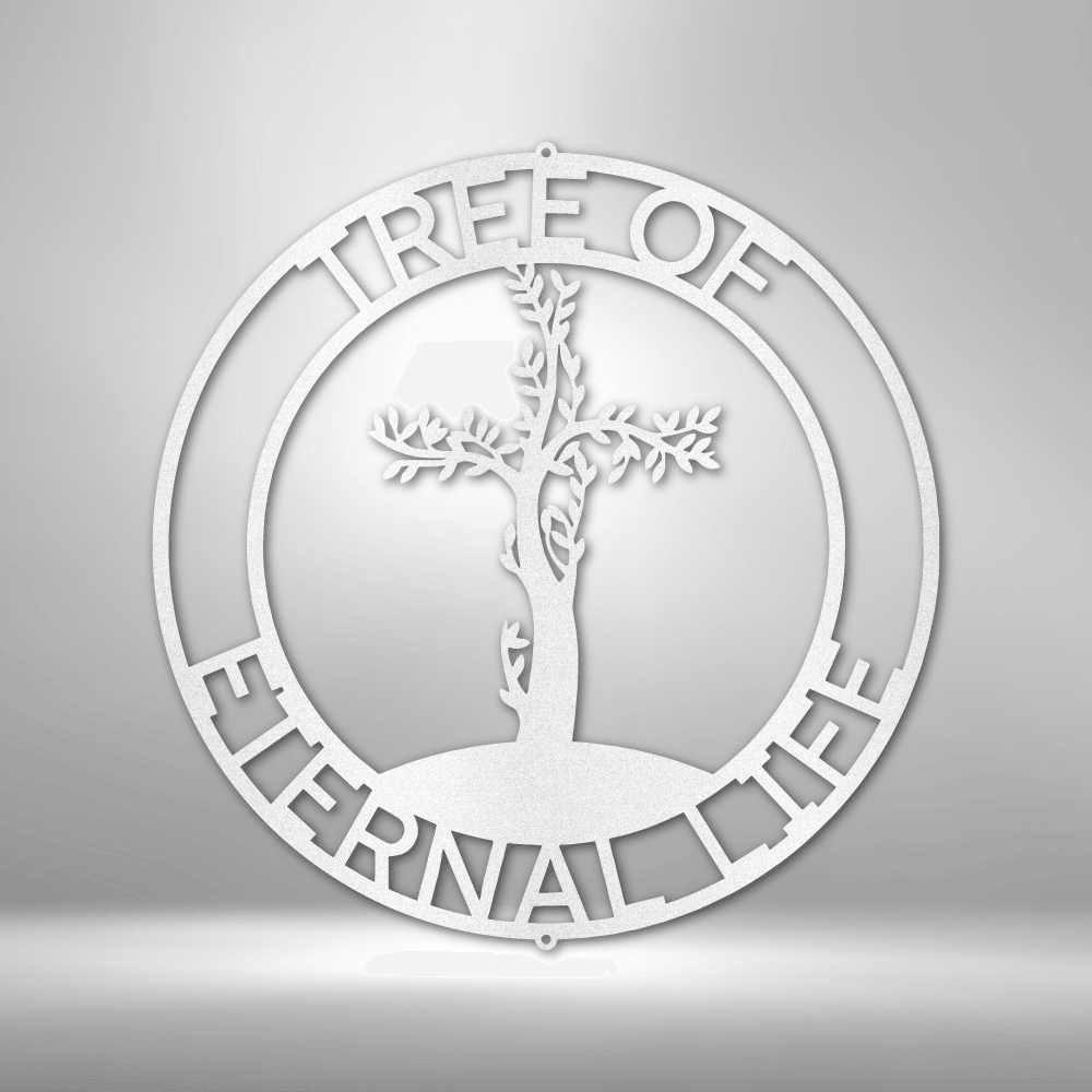 Cross Tree Custom Monogram Name Metal Wall Art Steel Sign Spiritual Home Church Decor - Mallard Moon Gift Shop
