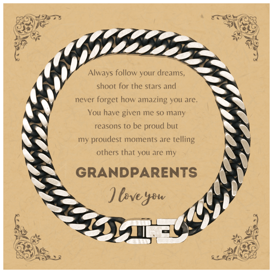 Cuban Link Chain Bracelet for Grandparents Present, Grandparents Always follow your dreams, never forget how amazing you are, Grandparents Birthday Christmas Gifts Jewelry for Girls Boys Teen Men Women - Mallard Moon Gift Shop