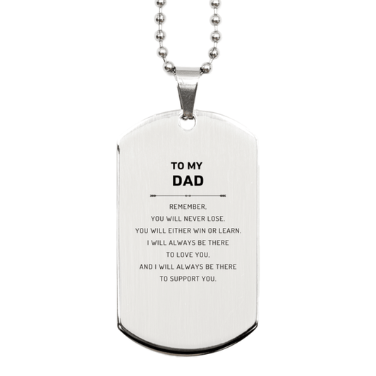 Dad Gifts, To My Dad Remember, you will never lose. You will either WIN or LEARN, Keepsake Silver Dog Tag For Dad Engraved, Birthday Christmas Gifts Ideas For Dad X-mas Gifts - Mallard Moon Gift Shop