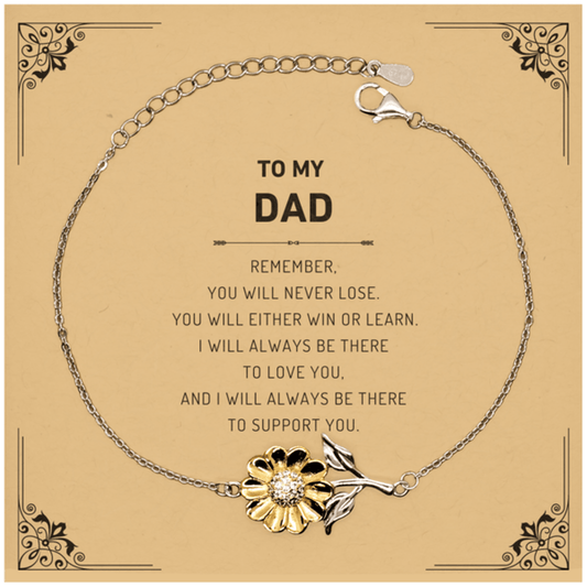 Dad Gifts, To My Dad Remember, you will never lose. You will either WIN or LEARN, Keepsake Sunflower Bracelet For Dad Card, Birthday Christmas Gifts Ideas For Dad X-mas Gifts - Mallard Moon Gift Shop