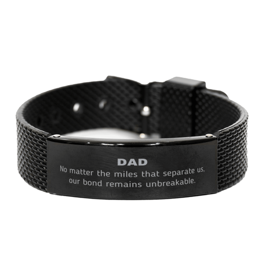 Dad Long Distance Relationship Gifts, No matter the miles that separate us, Cute Love Black Shark Mesh Bracelet For Dad, Birthday Christmas Unique Gifts For Dad - Mallard Moon Gift Shop