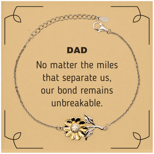 Dad Long Distance Relationship Gifts, No matter the miles that separate us, Cute Love Sunflower Bracelet For Dad, Birthday Christmas Unique Gifts For Dad - Mallard Moon Gift Shop