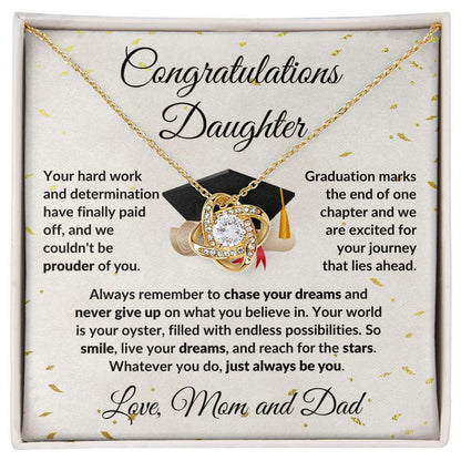 Daughter Graduation Congratulations Proud of You Love Knot Necklace - Mallard Moon Gift Shop