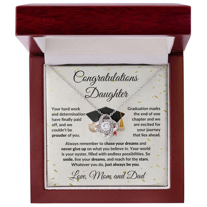 Daughter Graduation Congratulations Proud of You Love Knot Necklace - Mallard Moon Gift Shop