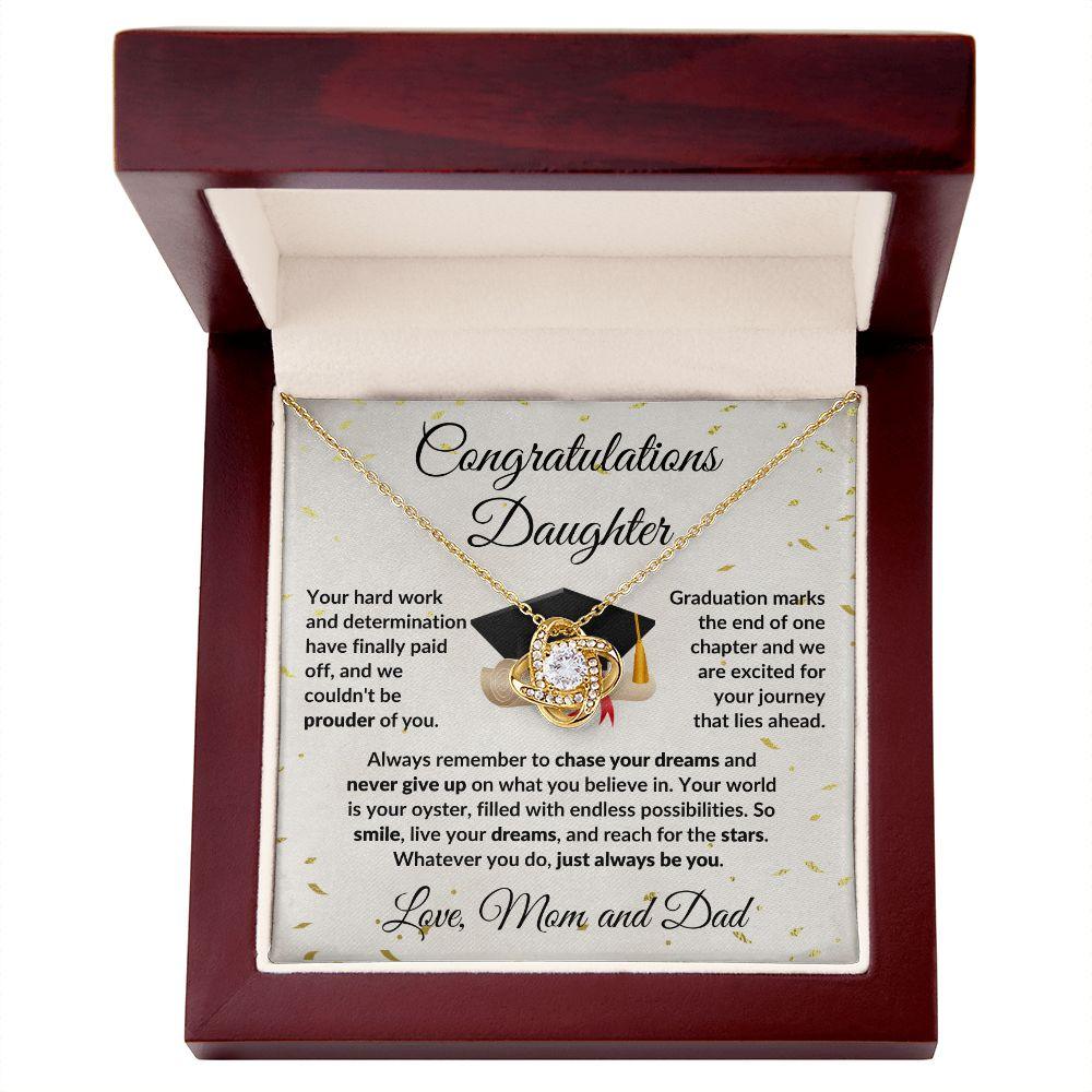 Daughter Graduation Congratulations Proud of You Love Knot Necklace - Mallard Moon Gift Shop