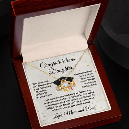 Daughter Graduation Congratulations Proud of You Love Knot Necklace - Mallard Moon Gift Shop