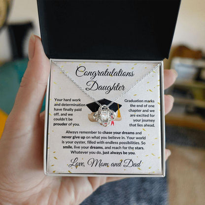 Daughter Graduation Congratulations Proud of You Love Knot Necklace - Mallard Moon Gift Shop