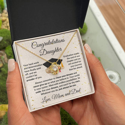 Daughter Graduation Congratulations Proud of You Love Knot Necklace - Mallard Moon Gift Shop