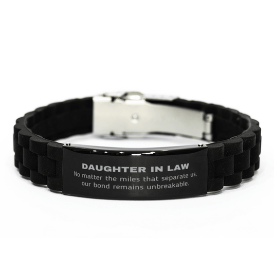 Daughter In Law Long Distance Relationship Gifts, No matter the miles that separate us, Cute Love Black Glidelock Clasp Bracelet For Daughter In Law, Birthday Christmas Unique Gifts For Daughter In Law - Mallard Moon Gift Shop