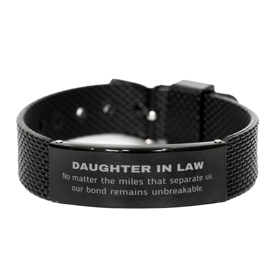 Daughter In Law Long Distance Relationship Gifts, No matter the miles that separate us, Cute Love Black Shark Mesh Bracelet For Daughter In Law, Birthday Christmas Unique Gifts For Daughter In Law - Mallard Moon Gift Shop