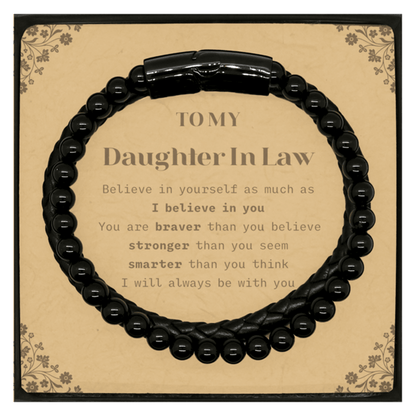 Daughter In Law Stone Leather Bracelets Gifts, To My Daughter In Law You are braver than you believe, stronger than you seem, Inspirational Gifts For Daughter In Law Card, Birthday, Christmas Gifts For Daughter In Law Men Women - Mallard Moon Gift Shop