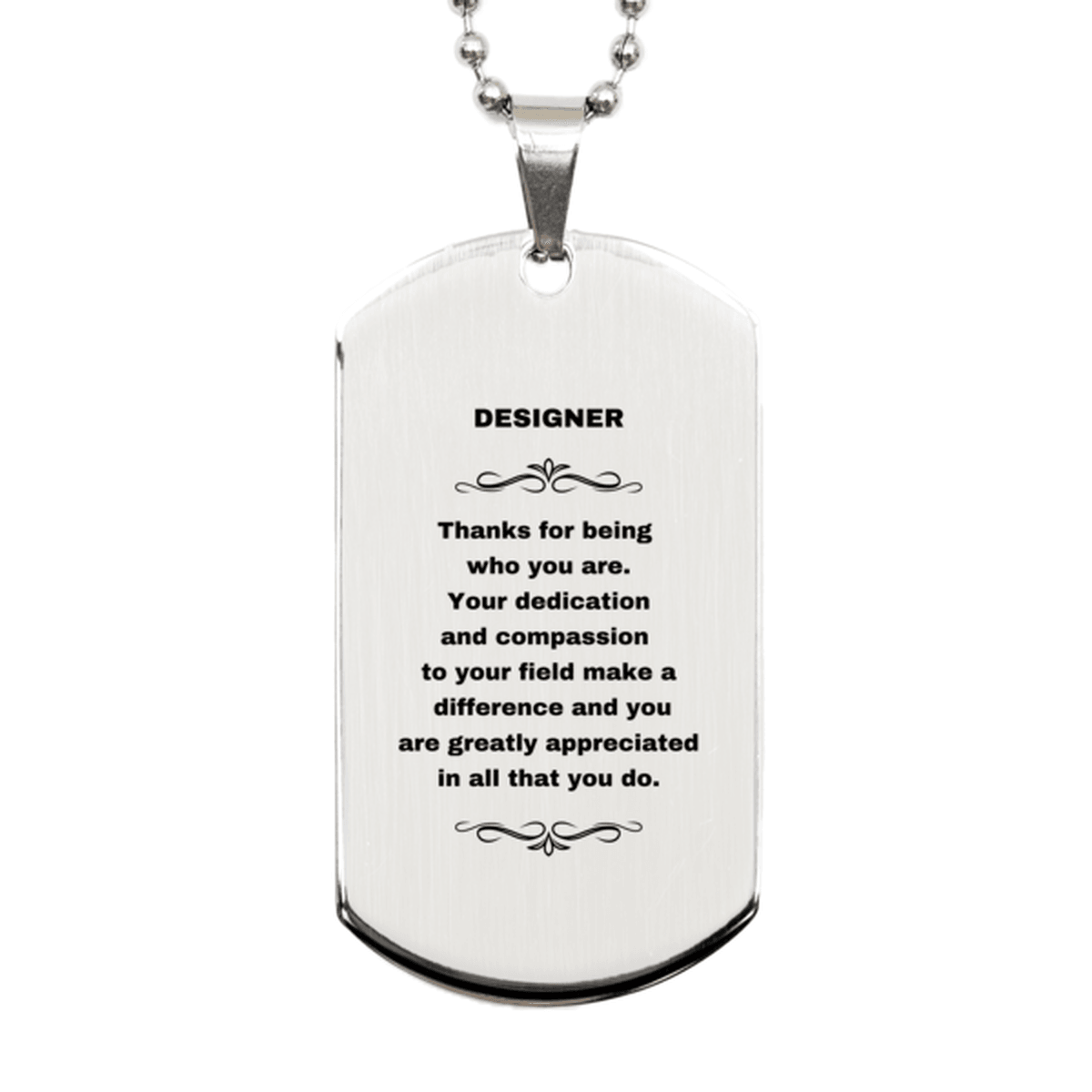 Designer Silver Dog Tag Necklace Engraved Bracelet - Thanks for being who you are - Birthday Christmas Jewelry Gifts Coworkers Colleague Boss - Mallard Moon Gift Shop