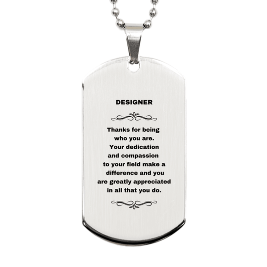 Designer Silver Dog Tag Necklace Engraved Bracelet - Thanks for being who you are - Birthday Christmas Jewelry Gifts Coworkers Colleague Boss - Mallard Moon Gift Shop