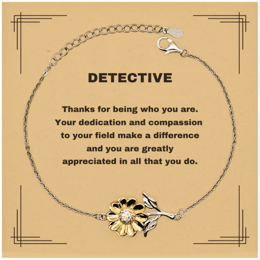 Detective Sunflower Bracelet - Thanks for being who you are - Birthday Christmas Jewelry Gifts Coworkers Colleague Boss - Mallard Moon Gift Shop