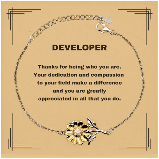 Developer Sunflower Bracelet - Thanks for being who you are - Birthday Christmas Jewelry Gifts Coworkers Colleague Boss - Mallard Moon Gift Shop
