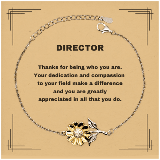 Director Sunflower Bracelet - Thanks for being who you are - Birthday Christmas Jewelry Gifts Coworkers Colleague Boss - Mallard Moon Gift Shop