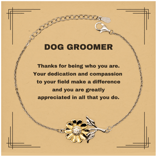 Dog GroomerSunflower Bracelet - Thanks for being who you are - Birthday Christmas Jewelry Gifts Coworkers Colleague Boss - Mallard Moon Gift Shop