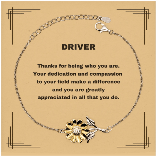 Driver Sunflower Bracelet - Thanks for being who you are - Birthday Christmas Jewelry Gifts Coworkers Colleague Boss - Mallard Moon Gift Shop