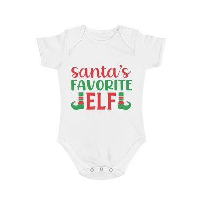 Santa's Favorite Elf Short Sleeve Baby Bodysuit - Mallard Moon Gift Shop