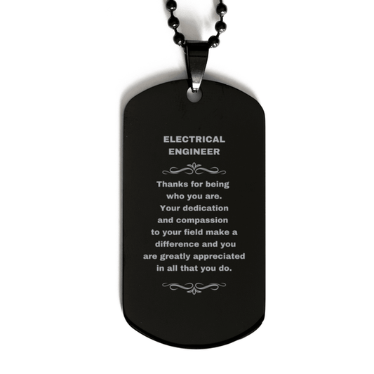 Electrical Engineer Black Dog Tag Necklace Engraved Bracelet - Thanks for being who you are - Birthday Christmas Jewelry Gifts Coworkers Colleague Boss - Mallard Moon Gift Shop